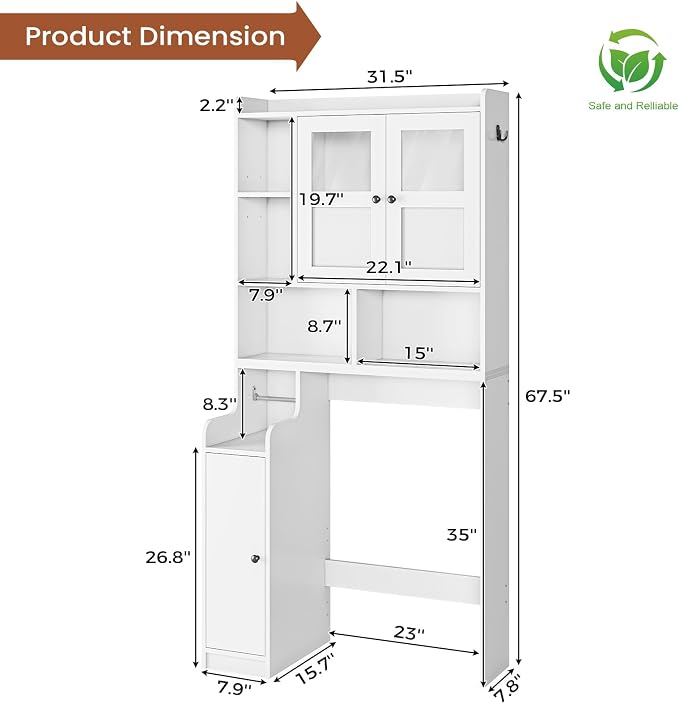 Itaar Over The Toilet Storage Cabinet, Over Toilet Bathroom Organizer - Image 2