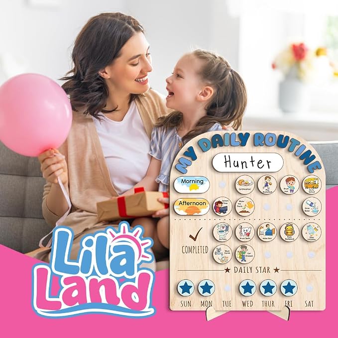 Wooden Chore Chart for Kids, Wooden Daily Routine Chart for Kids, Visual - Image 9