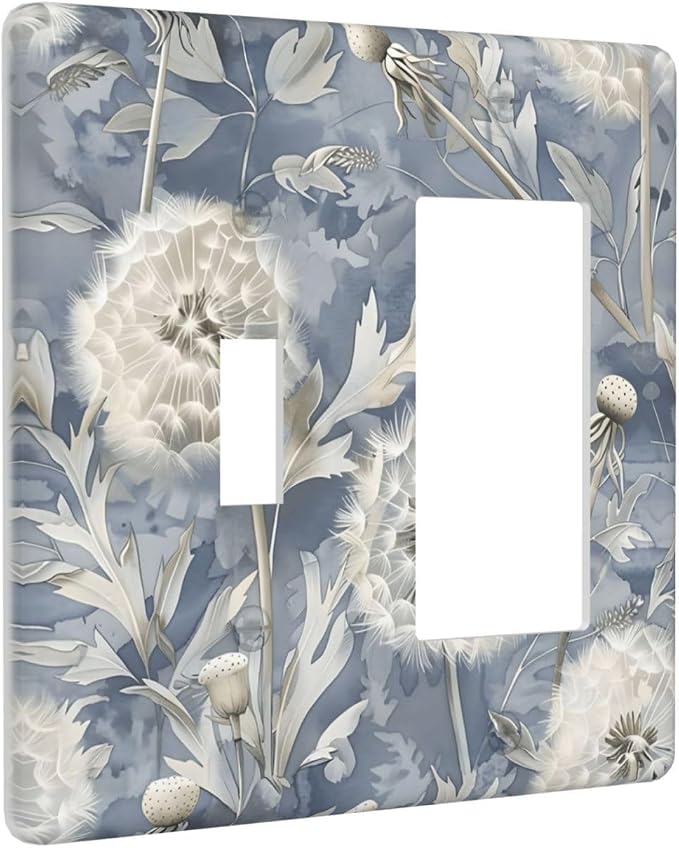 Blue Dandelion Vintage Floral Boho Flower Outlet Covers 1 Toggle 1 Rocker - Image 2