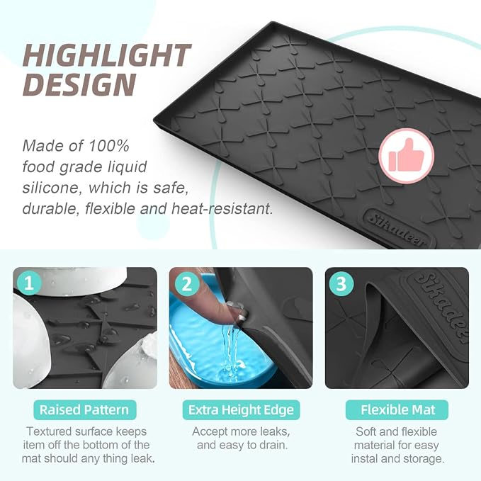 SIKADEER 40" x 22" Under Sink Mat Waterproof, Silicone Mat Kitchen Drawer Shelf - Image 5