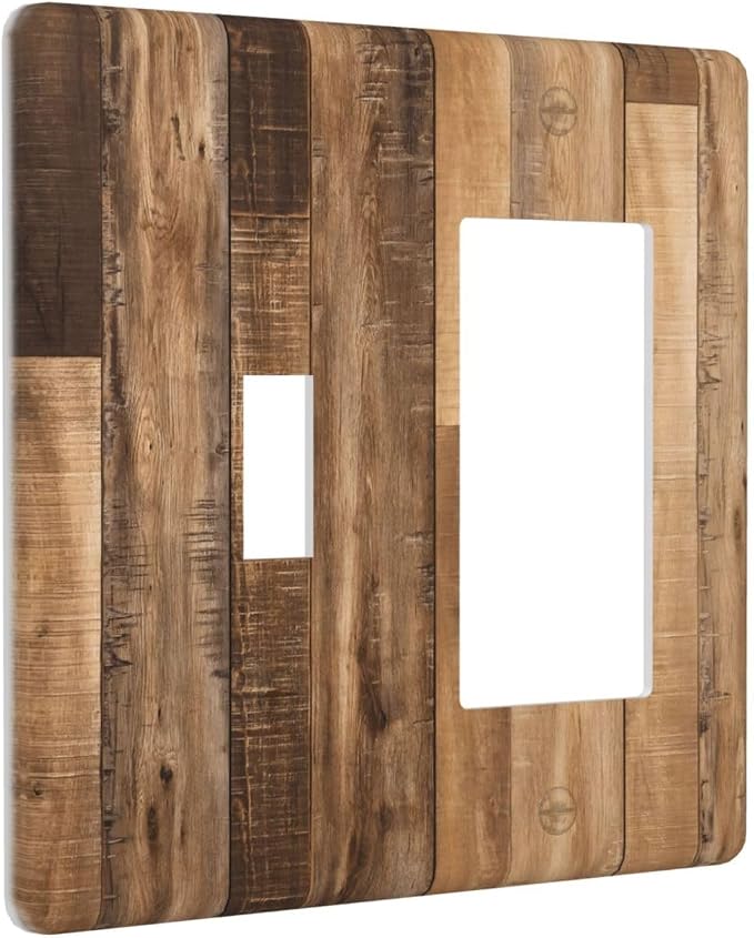 Rustic Brown Wood Splicing Vintage Dark Oak Print Outlet Covers 1 Toggle 1 - Image 2