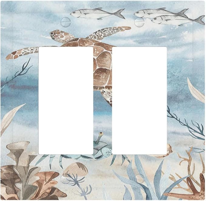 Decorative Outlet Covers Sea Turtle Coral Reef Nauticaltheme 2 Gang Double GFCI by LightSwitchCover