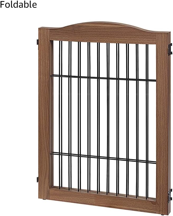 unipaws 44" Wide Dog Gate and Extension Kit, Free Standing Pet Gate, Wooden Dog - Image 3
