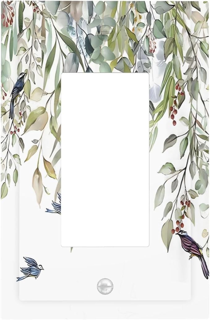 Green Leaf Eucalyptus Leaves Floral Bird Butterfly Decorative Outlet Covers 1 by Unknown