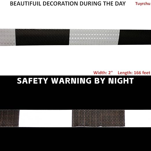 Black White Reflective Tape 2 inch X 166 feet, Outdoor Waterproof Hazard - Image 3