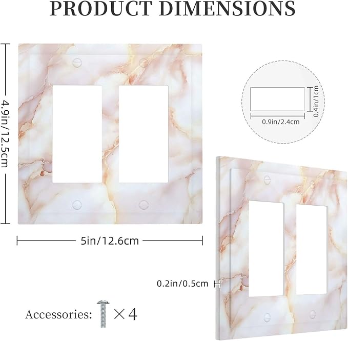 Decorative Outlet Covers Pink Jade Marble Granite 2 Gang Double Gfci Rocker - Image 5