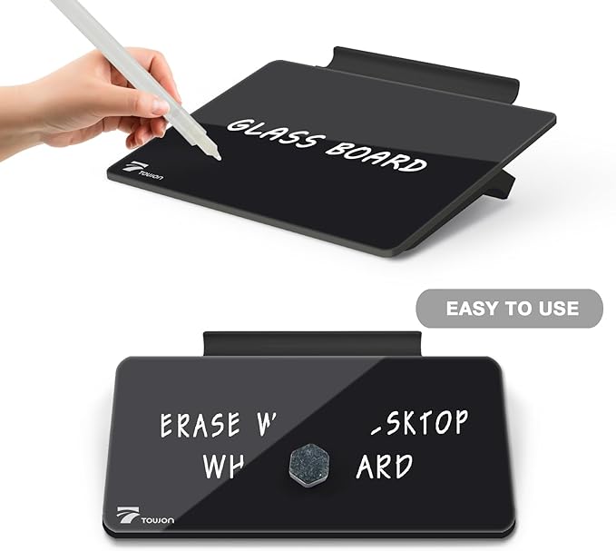 TOWON Small Glass Dry Erase Board, Desk White Board - Field & Grace