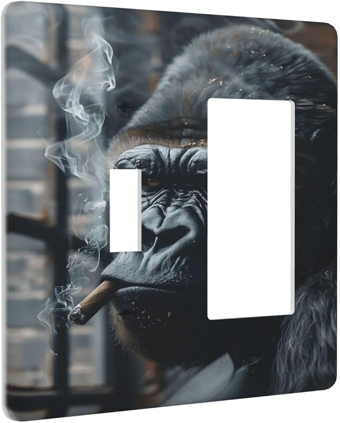 Funny Animal Smoking Black Orangutan Outlet Covers 1 Toggle 1 Rocker - Image 2