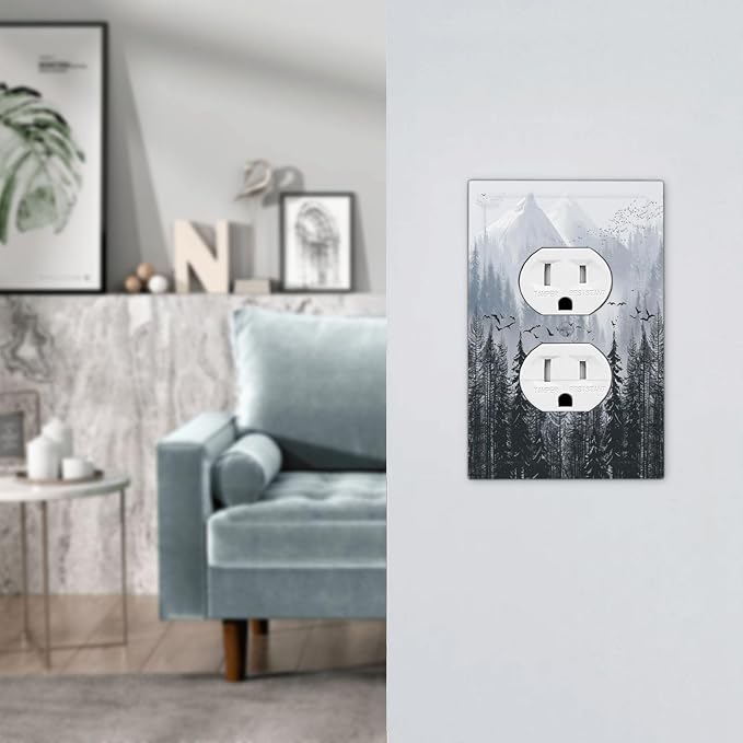 Misty Forest Nature Tree Mountain Birds Outlet Covers 1 Gang Duplex Light - Image 7