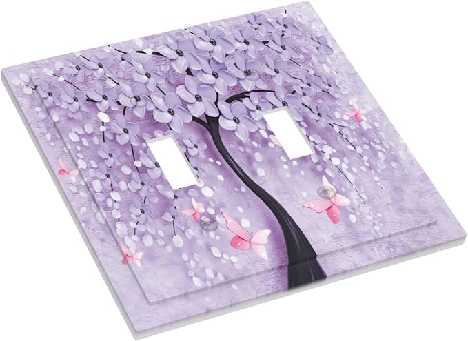 Light Switch Cover 3D Purple Tree 2 Gang Wall Plate Double Light Switch Plate - Image 3