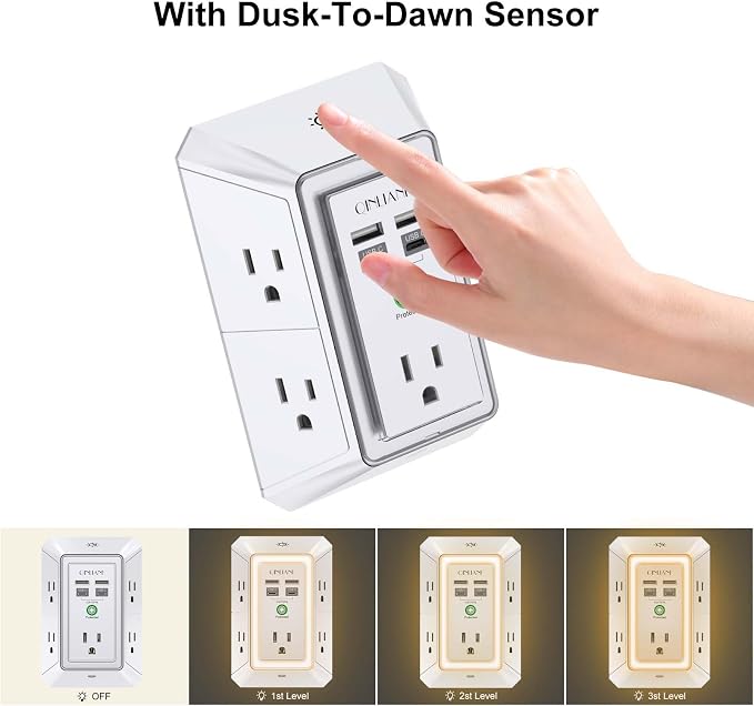 3-Sided Outlet Extender with Night Light - Image 4