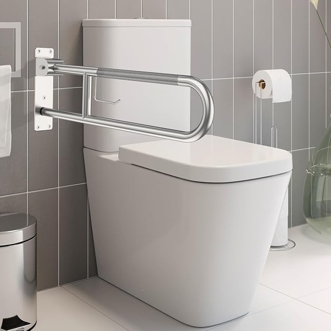 Toilet Grab Bar 30.3 Inch, YuanDe Brushed Nickel Anti-Slip Support Rail - Image 3