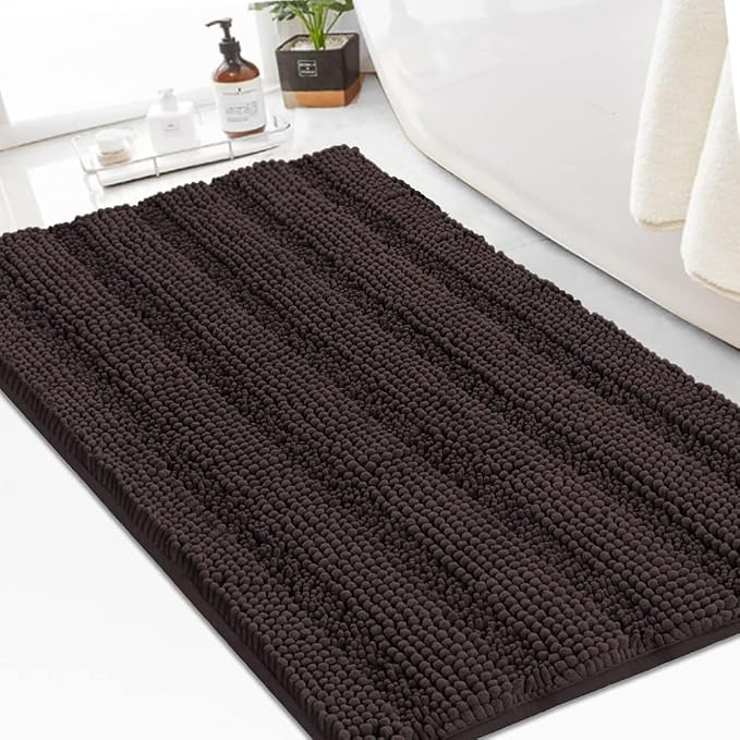 Turquoize Chenille Bath Rugs Shaggy Bathroom Rugs Non Slip Bath Mat by Turquoize