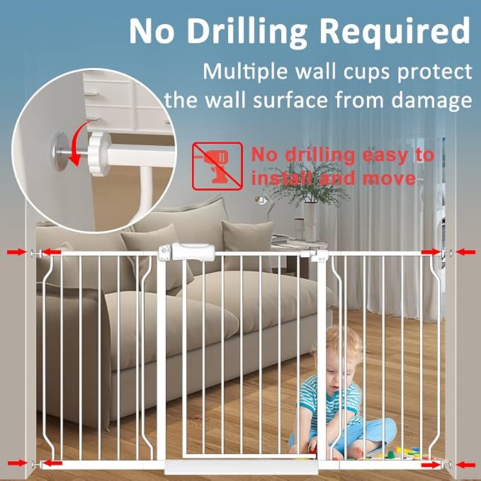 Extra Wide Long Baby Gates 62-67 Inch Stairs Doorways Pet Dog gate Indoor - Image 4