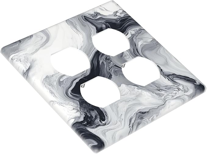 Abstract Marble Ink Texture Grey Marble Print Outlet Covers 2 Gang Double - Image 3