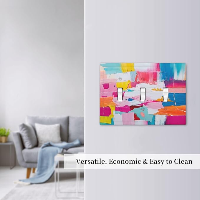 Decorative Switch Plates Multicoloured Modern Watercolor Oil Painting 3 Gang - Image 7