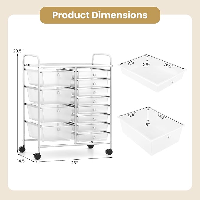 Giantex 12 Drawer Rolling Cart - Image 3