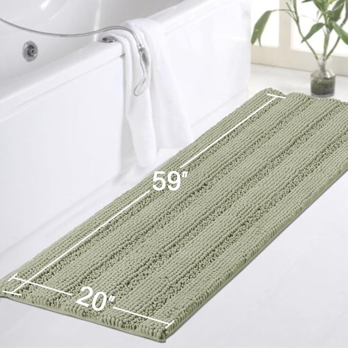Turquoize Bathroom Runner Area Chenille Rug Oversize Non-Slip Shag Kitchen - Image 2