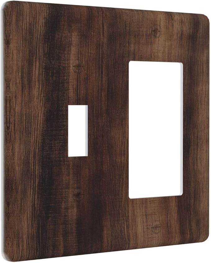Decorative Outlet Covers Rustic Farmhouse Brown Wood Barn Door 2-Gang Combo - Image 2