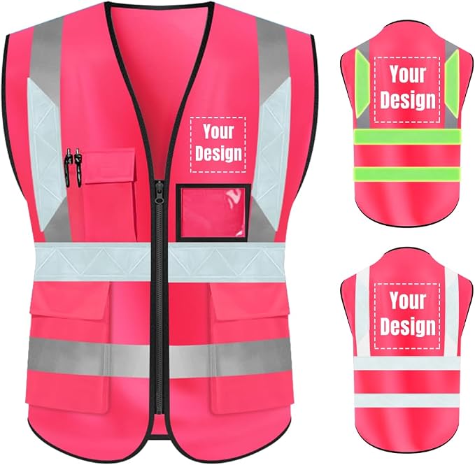 YOWESHOP High Visibility Safety Vest Custom Your Logo Protective Workwear 5 by YOWESHOP