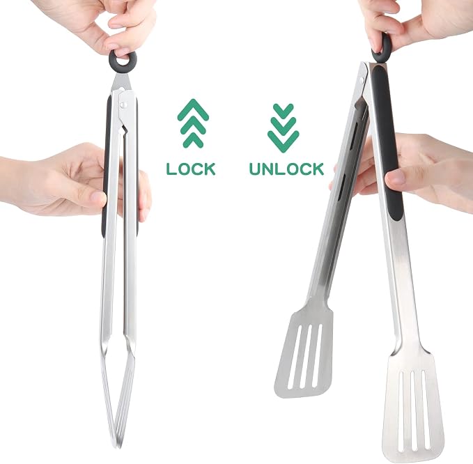 Metal Tongs for Cooking, Cooking and Flipping, Strong Grip for Ribs, Steak and - Image 7