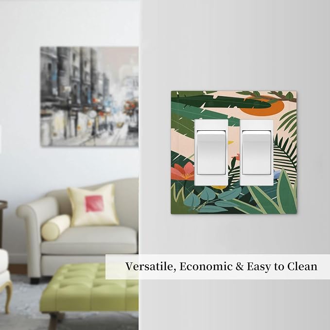 Decorative Outlet Covers Boho Tropical Plant Floral Pattern 2 Gang Double GFCI - Image 7