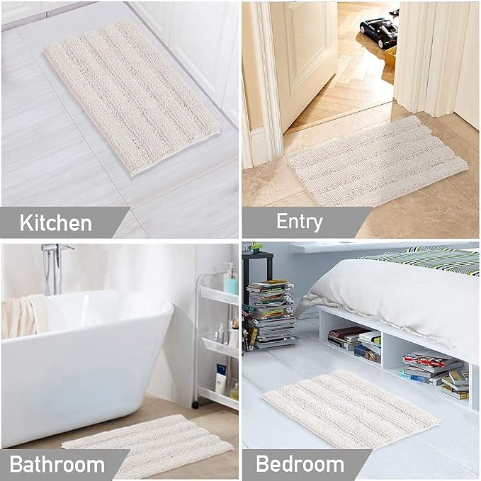 Turquoize Chenille Bath Rugs Shaggy Non Slip Mat - Image 6