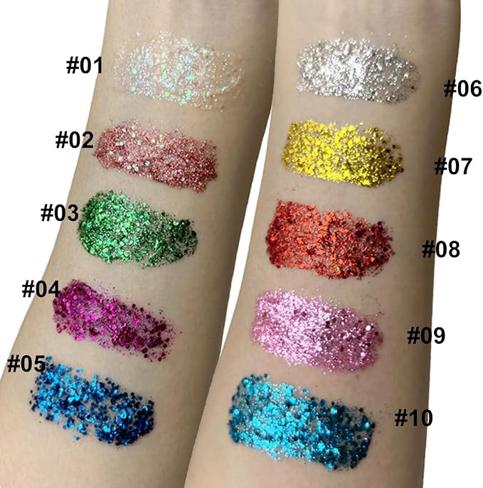 Mysense Gold Body Glitter Gel, Face Hair Glitter Makeup, Music Festival Rave - Image 5