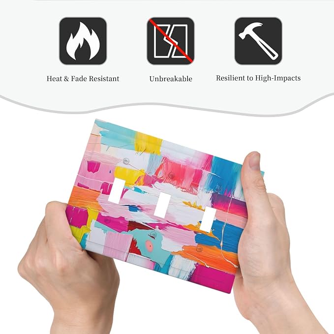 Decorative Switch Plates Multicoloured Modern Watercolor Oil Painting 3 Gang - Image 6