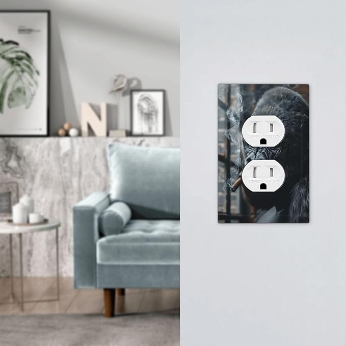 Funny Animal Smoking Black Orangutan Outlet Covers 1 Gang Duplex Light Switch - Image 7