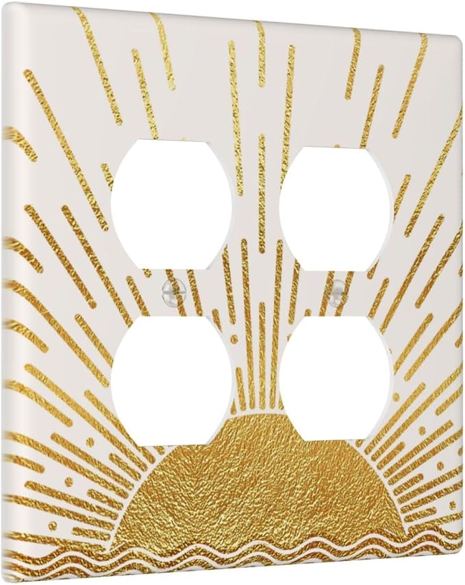 Mid Century Boho Golden Sun Sunrise Sunset Outlet Covers 2 Gang Double Duplex - Image 2