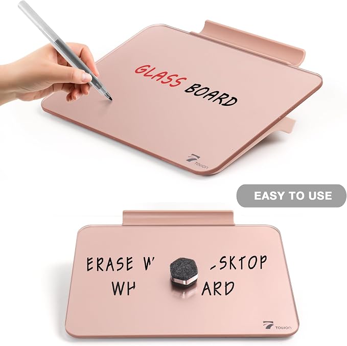 Rose Gold Glossy Mirror Mini Desktop Pure Glass Whiteboard, Small Desktop Dry - Image 3