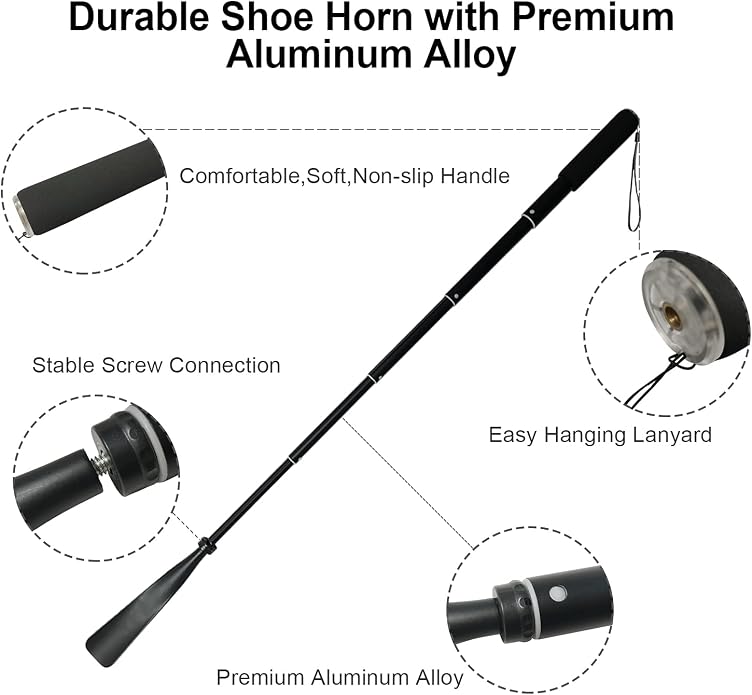 TriPro Shoe Horn Long Handle -15"-37" Telescopic Metal Shoe Horn Adjustable - Image 4