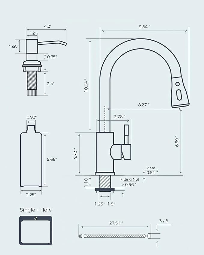FORIOUS Kitchen Faucet with Soap Dispenser, Brushed Nickel, Single Handle - Image 7