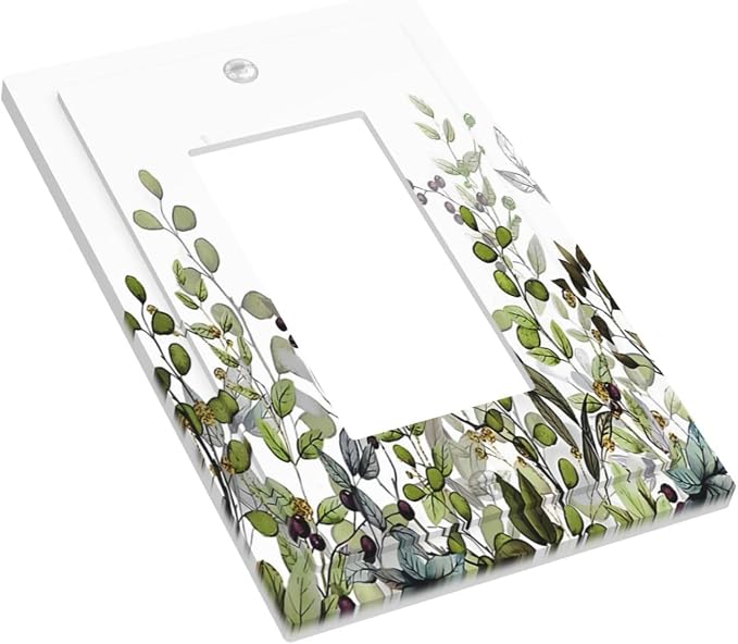 Watercolor Green Eucalyptus Leaves Plants Fruit Decorative Outlet Covers 1 Gang - Image 3