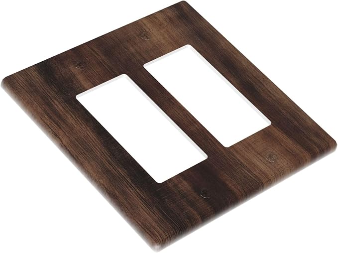 Decorative Outlet Covers Rustic Farmhouse Brown Wood Barn Door 2 Gang Light - Image 3