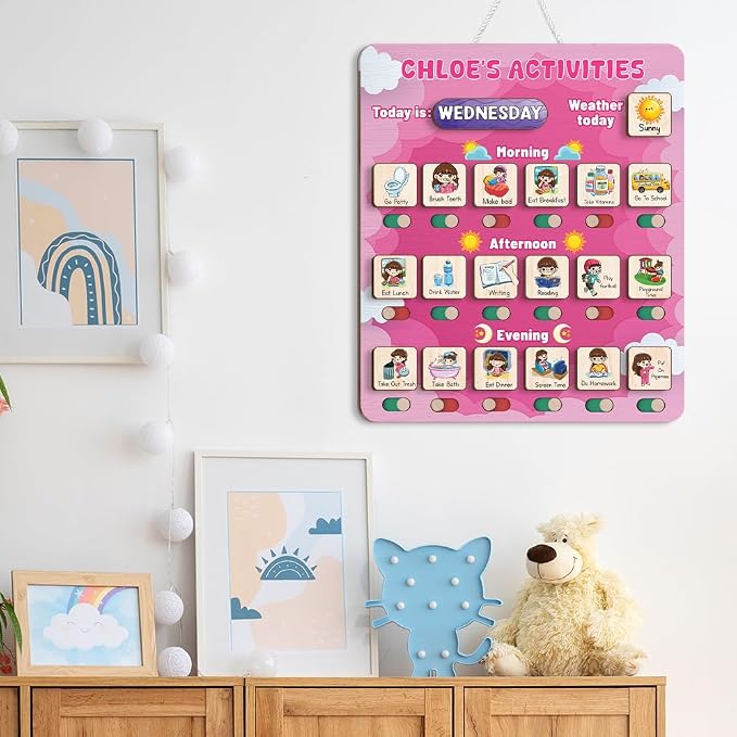 Personalized Wooden Daily Routine Chart 12x14", Visual Schedule, Daily - Image 8