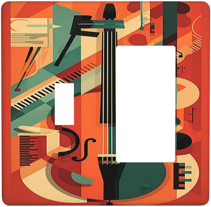 Outlet Covers Violin Abstract Jazz Colorful Painting 1 Toggle 1 Rocker by LightSwitchCover