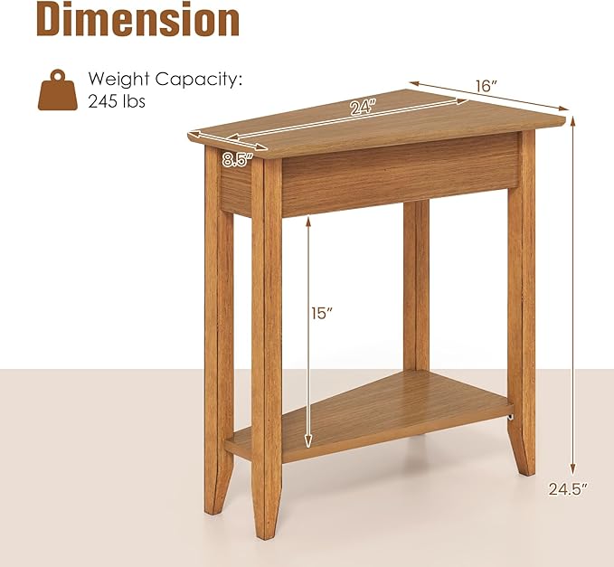 Giantex Wedge End Table, Triangle Side Table - Image 3