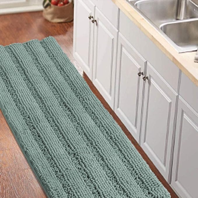 Turquoize Bathroom Runner Rug Extra Long Chenille Area Rug Non-Slip Bath Room by Turquoize
