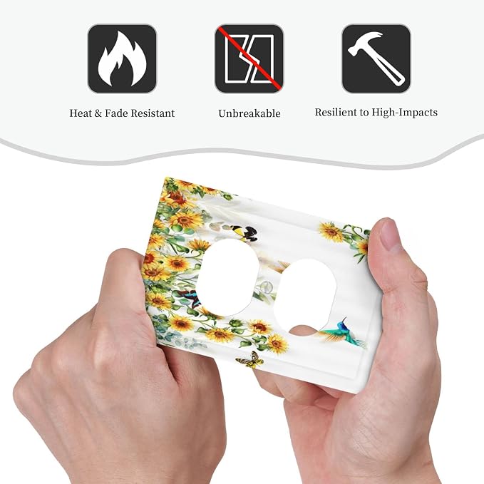 Outlet Covers Yellow Sunflower Blue Hummingbird Butterfly 1 Gang Duplex Light - Image 6