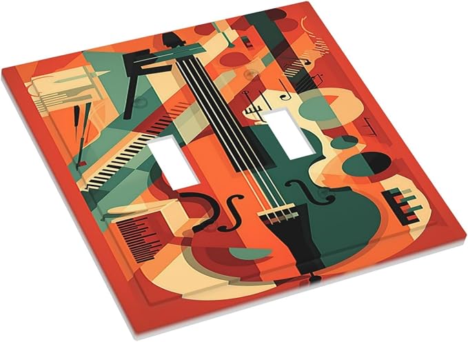 Decorative Switch Plates Violin Abstract Jazz Colorful Painting 2 Gang Double - Image 3