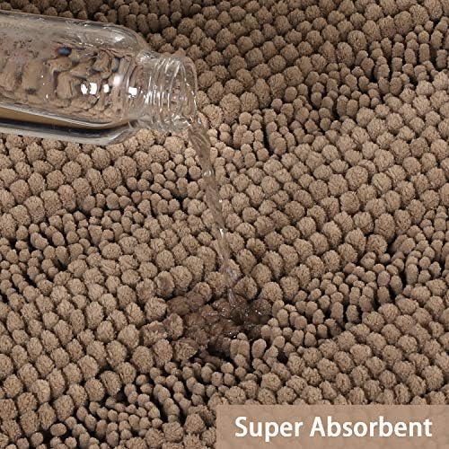 Turquoize Luxurious Shaggy Chenille Kitchen/Bath Mat Non-Slip Mat Taupe Brown - Image 5