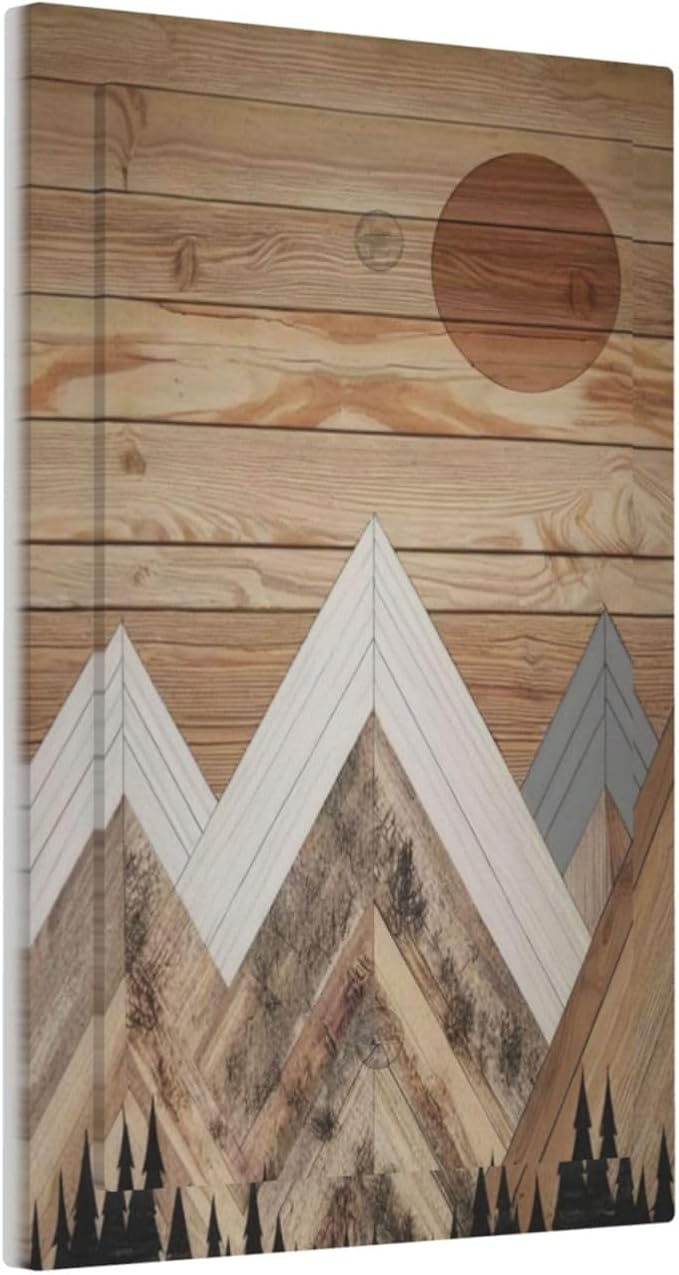 Wooden Planks Mosaic Snow Mountain Sun Light Switch Cover Plate 1 Gang No - Image 2