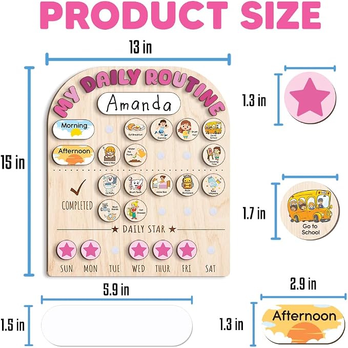 Wooden Daily Routine for Kids, Chore Chart for Toddler, Daily Responsibilities - Image 4
