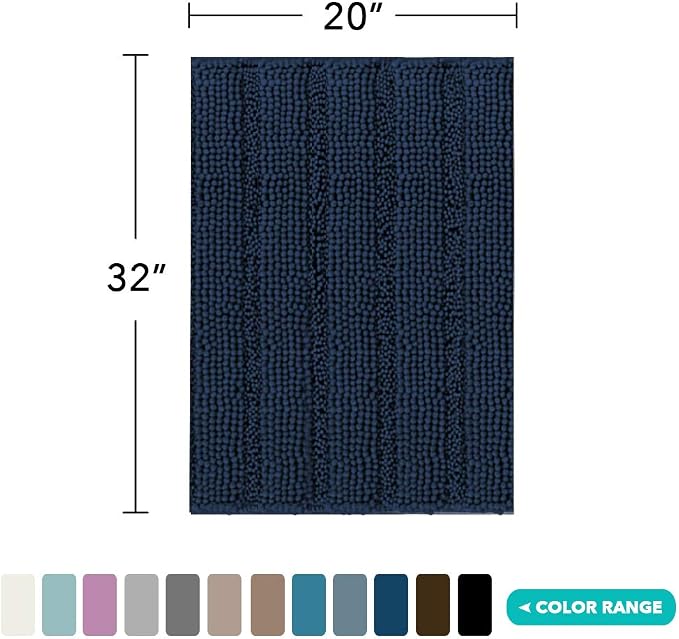 Turquoize Bathroom Rugs Shaggy Chenille Bath Rug Non Slip Thick Shaggy Bath Mats - Image 2