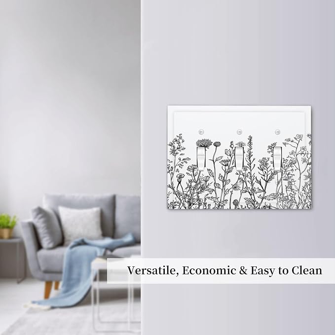 Decorative Switch Plates Floral Wildflower Rustic Plant Leaves 3 Gang Wall - Image 7