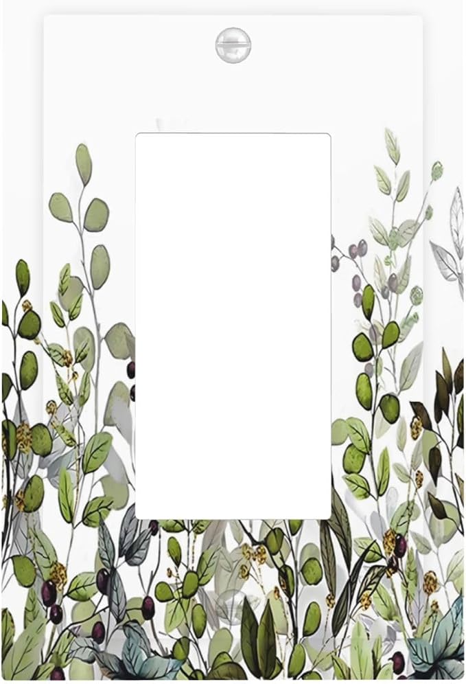 Watercolor Green Eucalyptus Leaves Plants Fruit Decorative Outlet Covers 1 Gang by Unknown