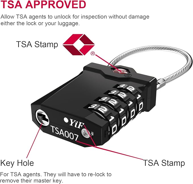 ZHEGE TSA Approved Luggage Lock, Travel Lock, 000 Combination Options, 5.5in - Image 2