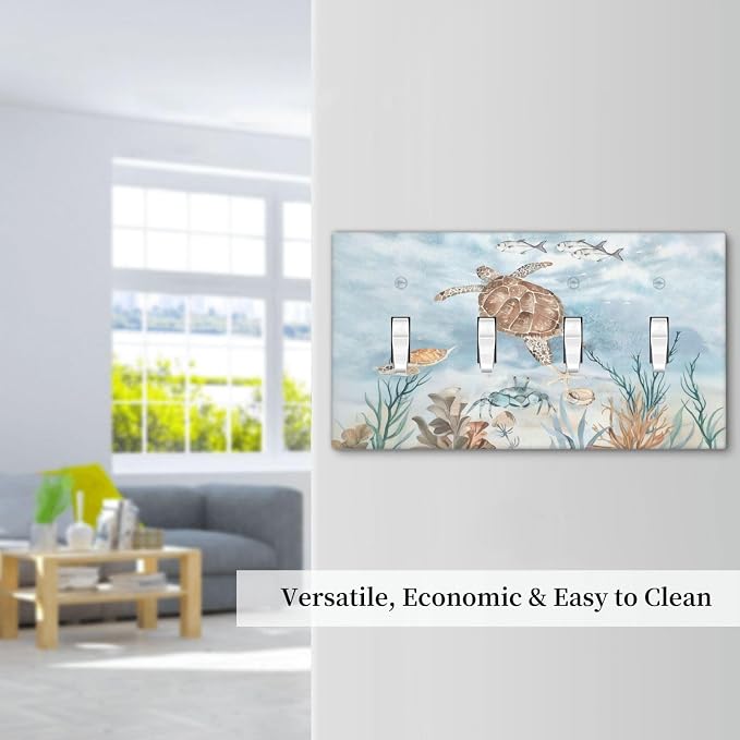 Light Switch Covers Sea Turtle Coral Reef Nauticaltheme Quad Toggle Electrical - Image 7
